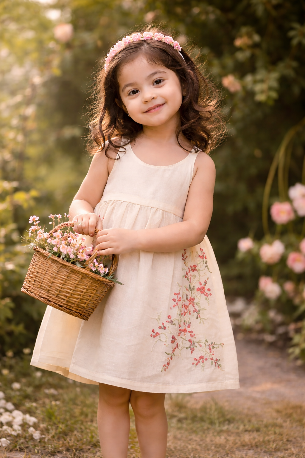 Flower girl in the garden
