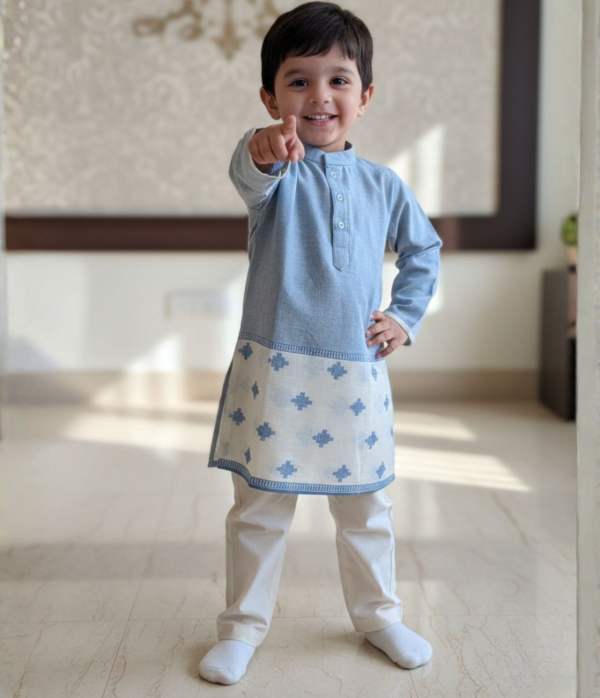 BLUE HANDLOOM KURTA