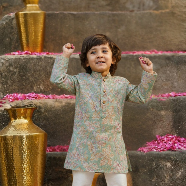 GREEN FLORAL KURTA