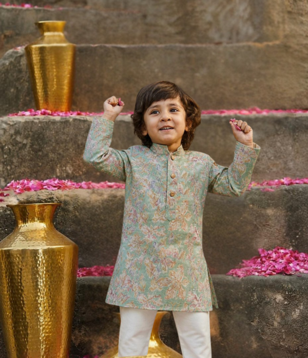 GREEN FLORAL KURTA
